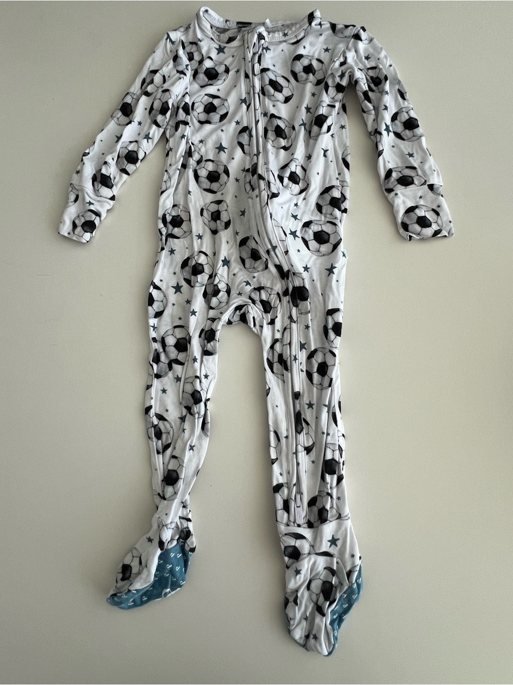 Posh Peanut Soccer Footie Zippered One Piece Pajamas 12-18m
